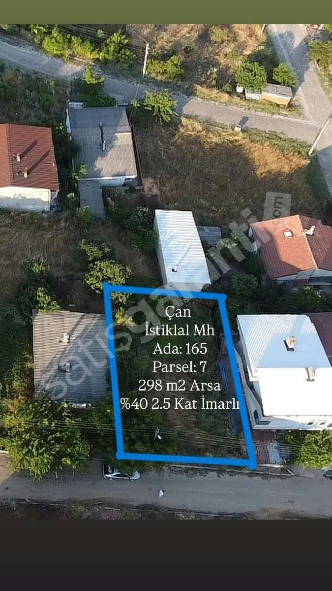 ÇAN MERKEZ İSTİKLAL MH.298 m2 %40 İMARLI SATILIK ARSA