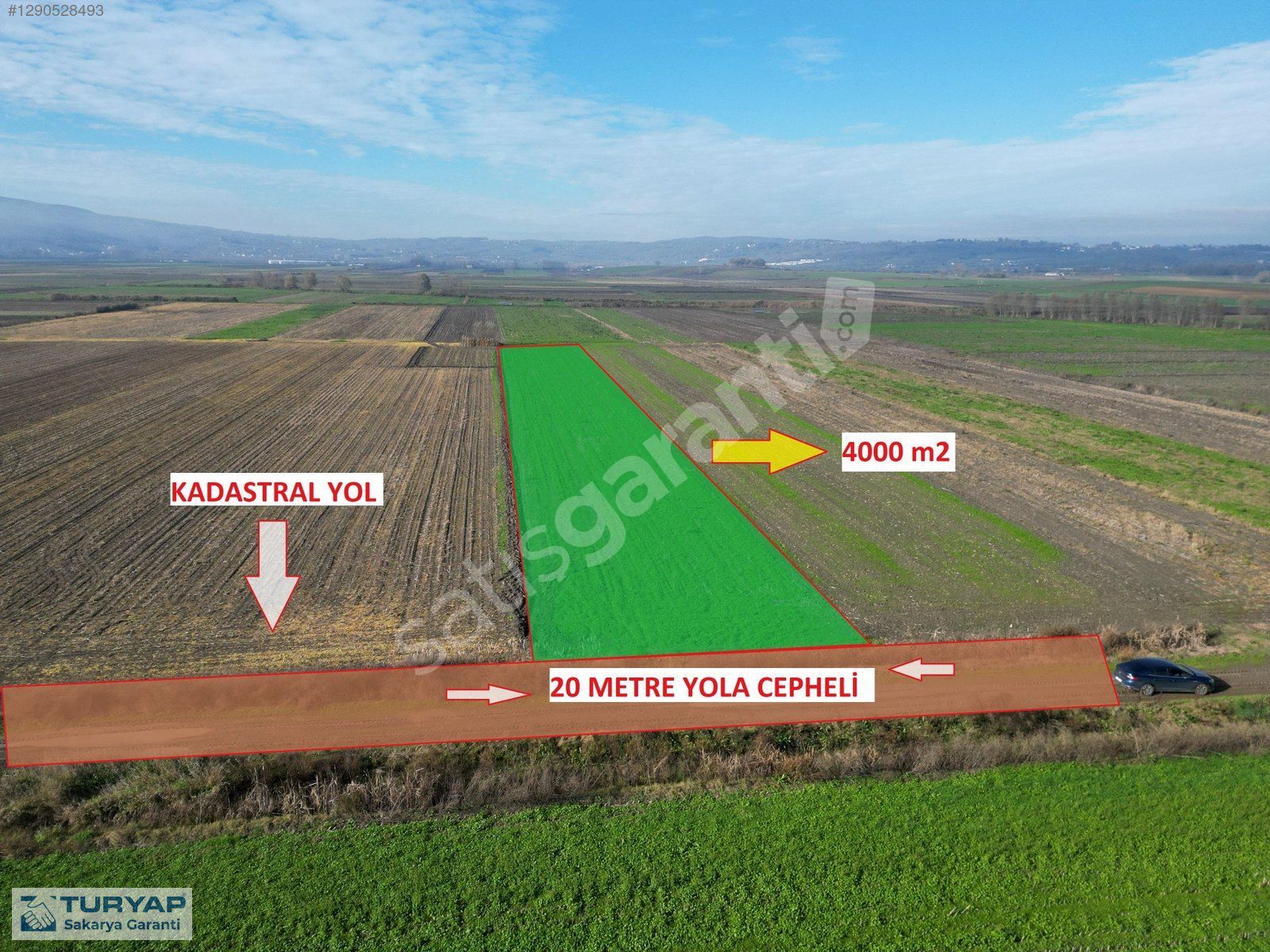 Serdivan Aralık'ta Kadastral Yola Cepheli 4.000 M² Satılık Tarla
